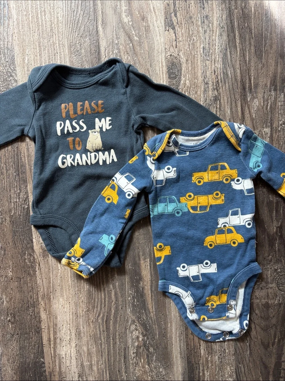 Baby Boy Multi-Color Onesie & Outfit Bundle- Navy, Blue, Gray, Green, Orange - Picture 3 of 7